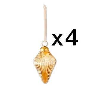 4 l Gold Glass and Metal Gem Christmas Ornament, 4.5", by Holiday Time Walmart